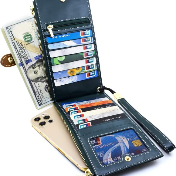 Genuine Leather Wallet RFID Blocking Bifold with Zipper Pocket for Women - Picture 2 of 6